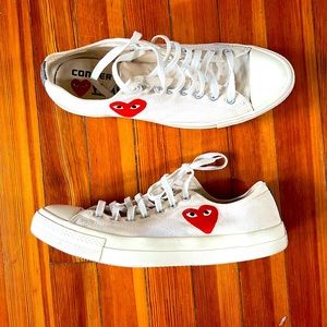 White Comme Des Garçon Play Converse, Sz 11